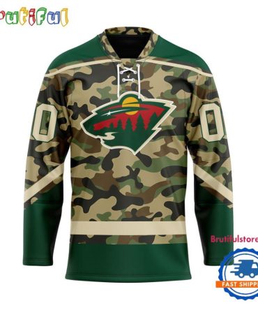 Nhl Minnesota Wild Camo Veterans Custom Hockey Jersey