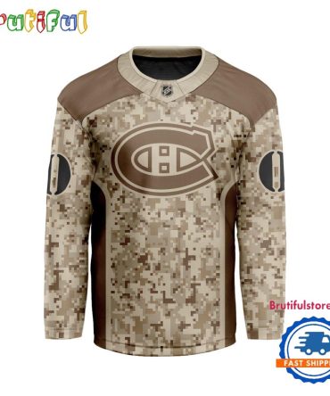 Nhl Montreal Canadiens Special Veterans Military Desert Camouflage Design Hockey Jersey
