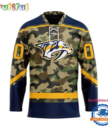 Nhl Nashville Predators Camo Veterans Custom Hockey Jersey