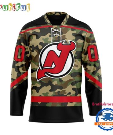 Nhl New Jersey Devils Camo Veterans Custom Hockey Jersey