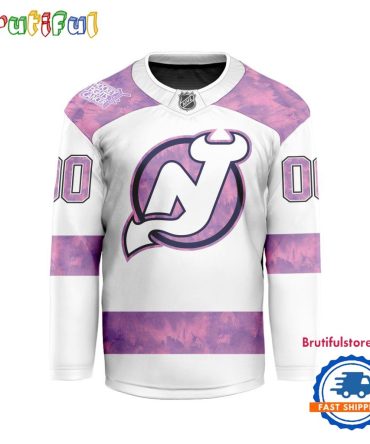 Nhl New Jersey Devils Personalized Hockey Fights Cancer Design Jersey