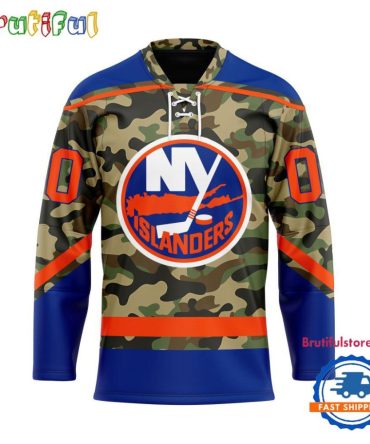 Nhl New York Islanders Camo Veterans Custom Hockey Jersey