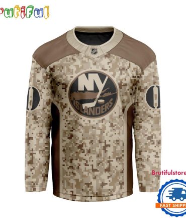 Nhl New York Islanders Special Veterans Military Desert Camouflage Design Hockey Jersey