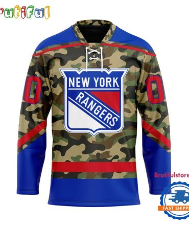 Nhl New York Rangers Camo Veterans Custom Hockey Jersey