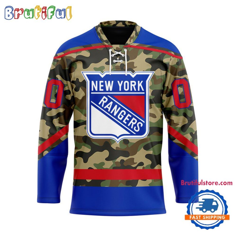 Nhl New York Rangers Camo Veterans Custom Hockey Jersey