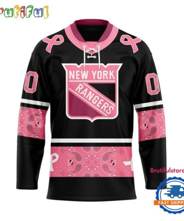 Nhl New York Rangers In October We Wear Pink Breast Cancer Design Hockey Jersey