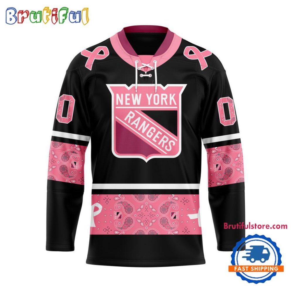 Nhl New York Rangers In October We Wear Pink Breast Cancer Design Hockey Jersey