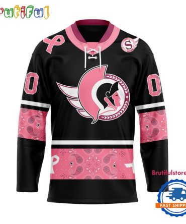 Nhl Ottawa Senators In October We Wear Pink Breast Cancer Design Hockey Jersey