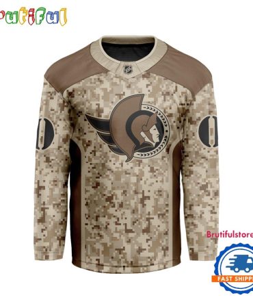 Nhl Ottawa Senators Special Veterans Military Desert Camouflage Design Hockey Jersey
