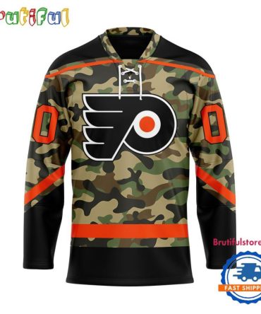 Nhl Philadelphia Flyers Camo Veterans Custom Hockey Jersey