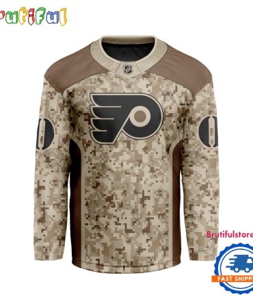 Nhl Philadelphia Flyers Special Veterans Military Desert Camouflage Design Hockey Jersey