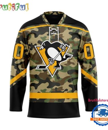 Nhl Pittsburgh Penguins Camo Veterans Custom Hockey Jersey