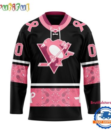 Nhl Pittsburgh Penguins In October We Wear Pink Breast Cancer Design Hockey Jersey