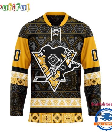 Nhl Pittsburgh Penguins Personalized Native American Hockey Jersey