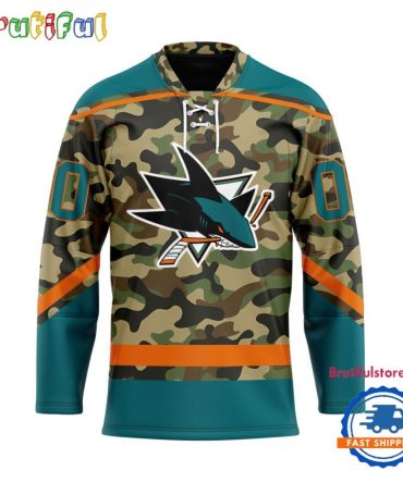Nhl San Jose Sharks Camo Veterans Custom Hockey Jersey