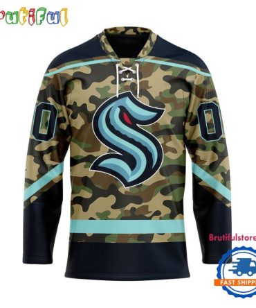 Nhl Seattle Kraken Camo Veterans Custom Hockey Jersey