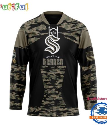 Nhl Seattle Kraken Custom Honoring Veterans Camo Hockey Jersey