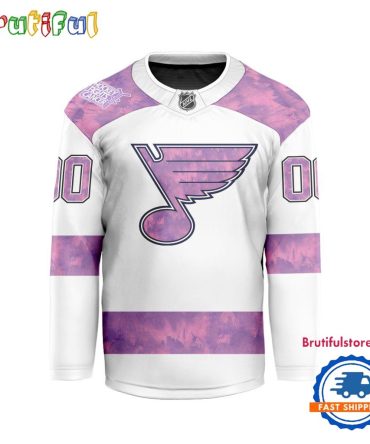 Nhl St. Louis Blues Personalized Hockey Fights Cancer Design Jersey
