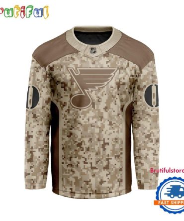 Nhl St. Louis Blues Special Veterans Military Desert Camouflage Design Hockey Jersey