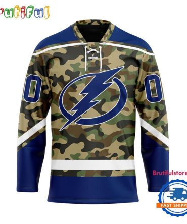 Nhl Tampa Bay Lightning Camo Veterans Custom Hockey Jersey