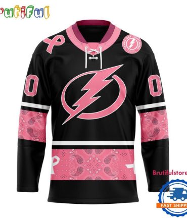 Nhl Tampa Bay Lightning In October We Wear Pink Breast Cancer Design Hockey Jersey