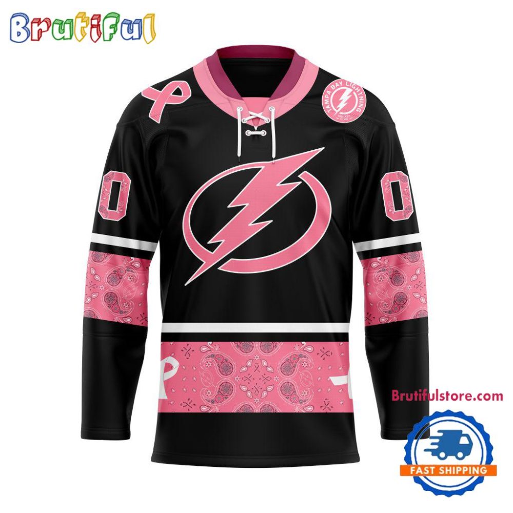 Nhl Tampa Bay Lightning In October We Wear Pink Breast Cancer Design Hockey Jersey