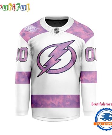 Nhl Tampa Bay Lightning Personalized Hockey Fights Cancer Design Jersey