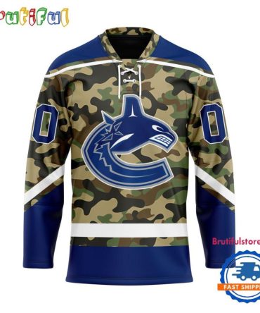 Nhl Vancouver Canucks Camo Veterans Custom Hockey Jersey