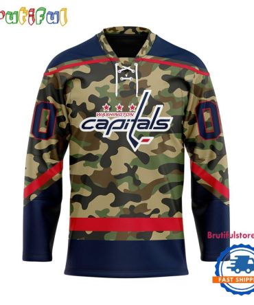 Nhl Washington Capitals Camo Veterans Custom Hockey Jersey