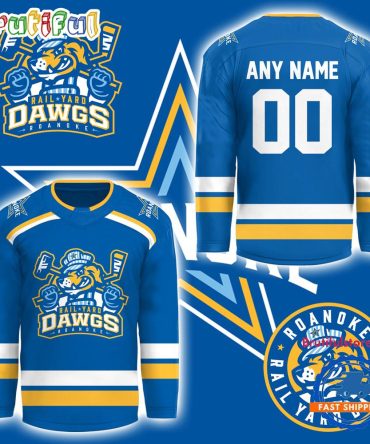 Roanoke Rail Yard Dawgs 2025 New Logo Custom Blue Hockey Jersey