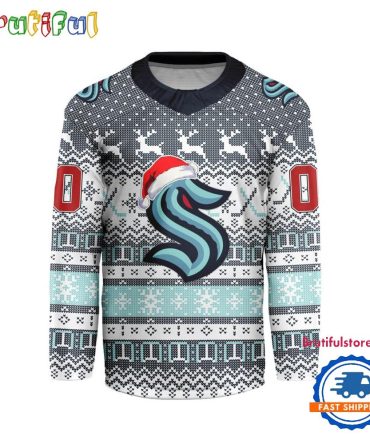 Seattle Kraken 2025 Nhl Christmas Personalized Hockey Jersey Design