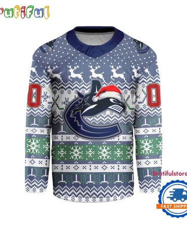 Vancouver Canucks 2025 Nhl Christmas Personalized Hockey Jersey Design