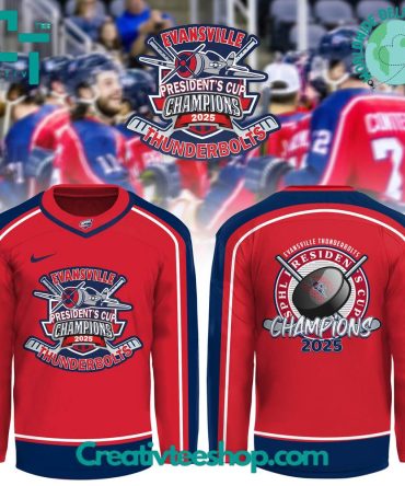 Evansville Thunderbolts 2025 Sphl Presidents Cup Champions Hockey Jersey